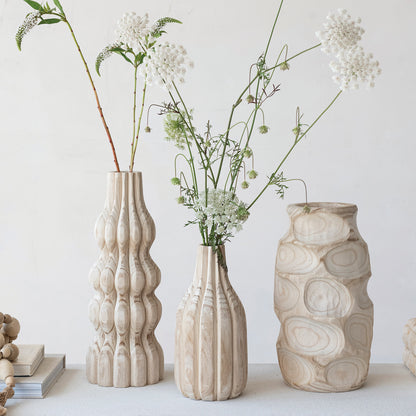 Carved Paulownia Wood Vase