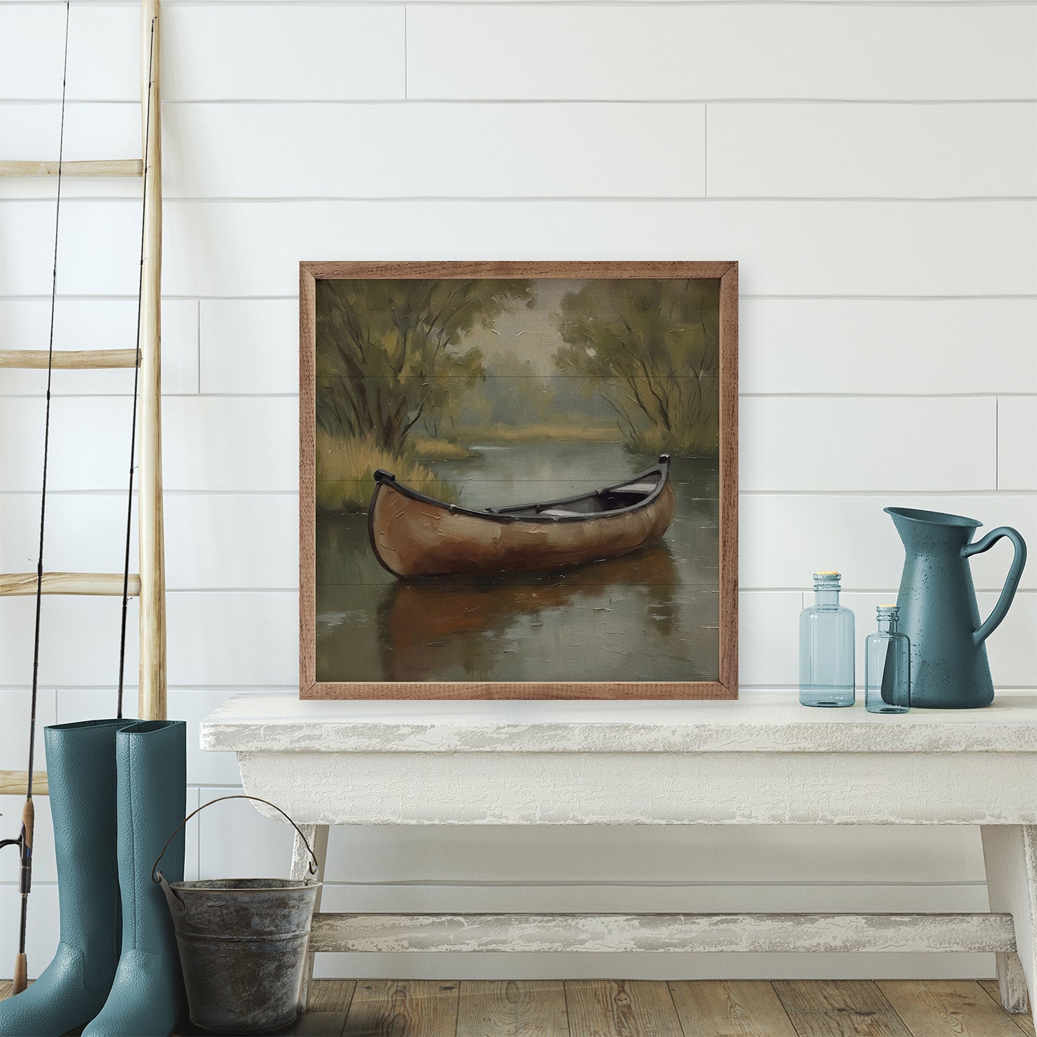 Old Canoe On Lake