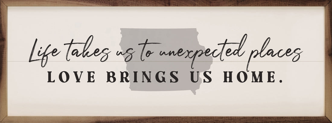 Love Brings Us Home Personalized State White