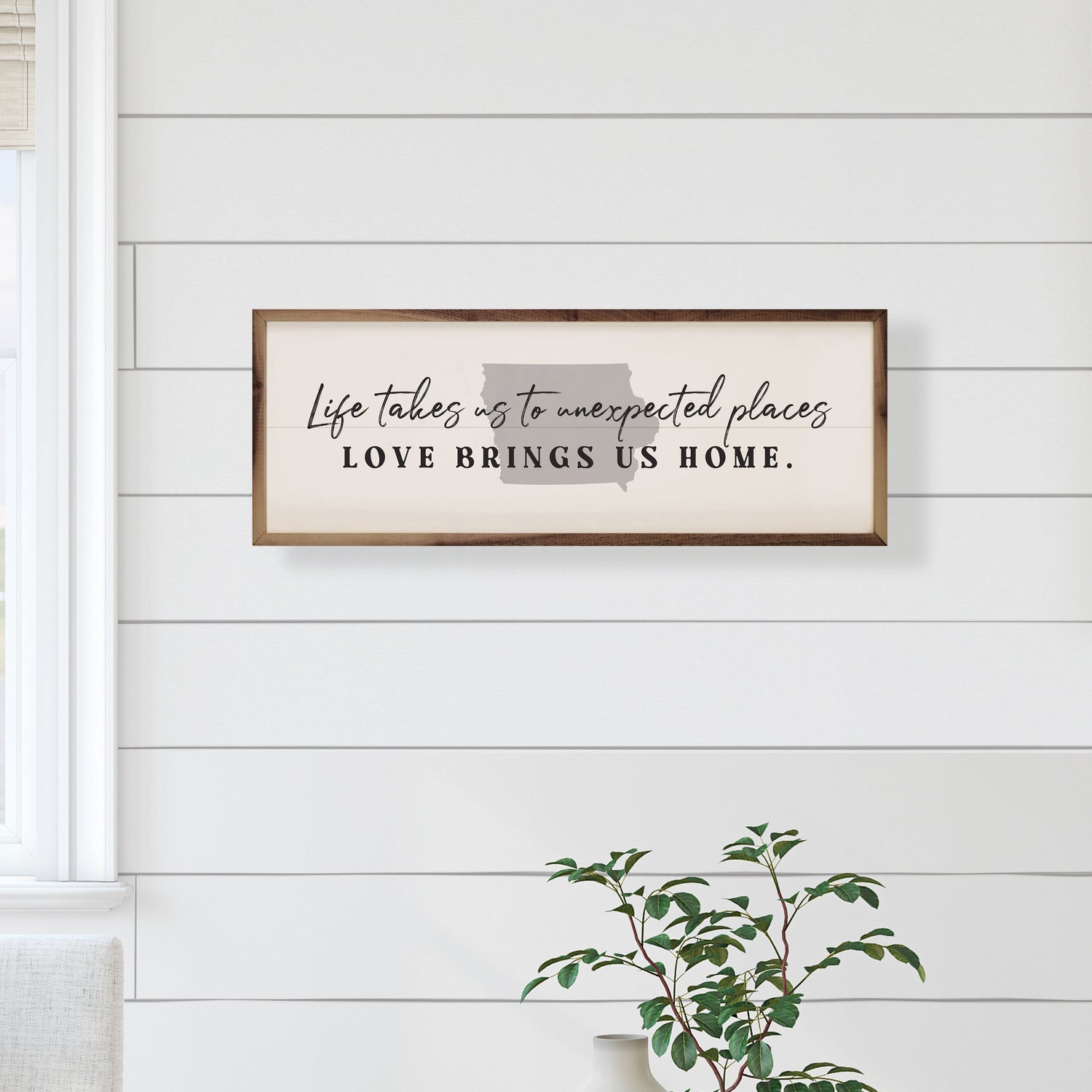 Love Brings Us Home Personalized State White