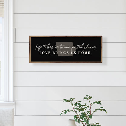 Love Brings Us Home Personalized State Black