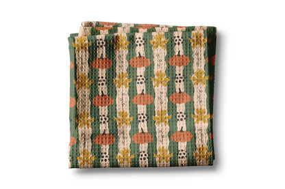 Pumpkin &amp; Fall Leaves Waffle Weave Kitchen Towel Autumn