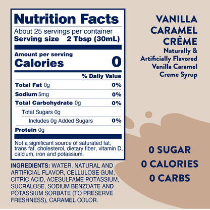 Sugar Free Vanilla Caramel Creme Syrup