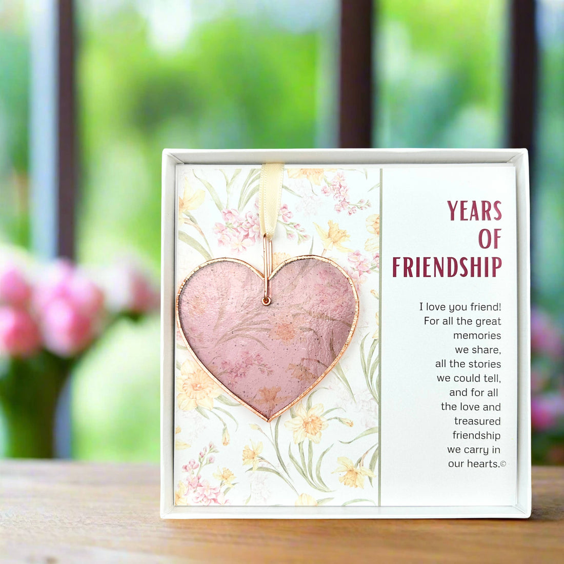 Years of Friendship: Handmade Stained Glass Heart