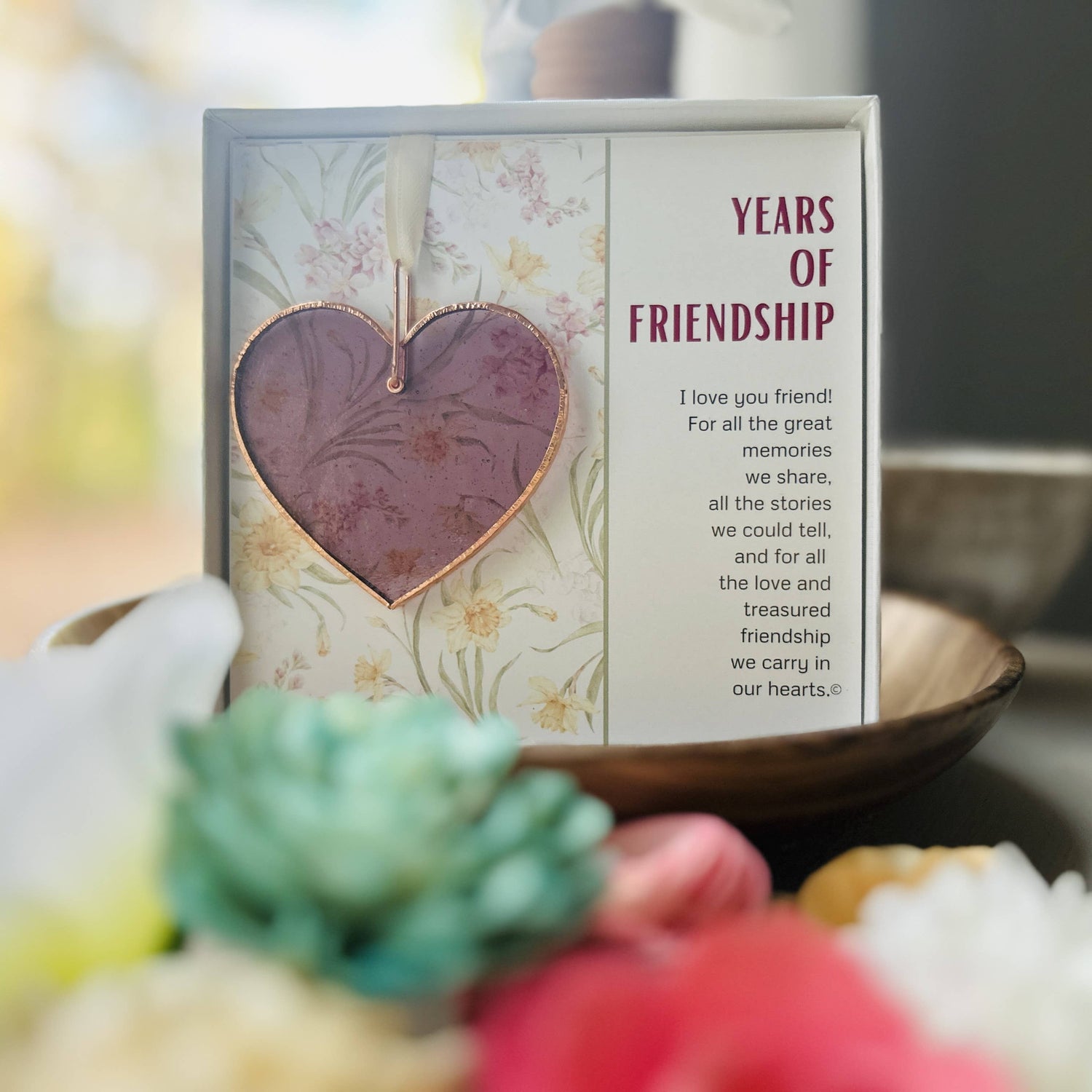 Years of Friendship: Handmade Stained Glass Heart