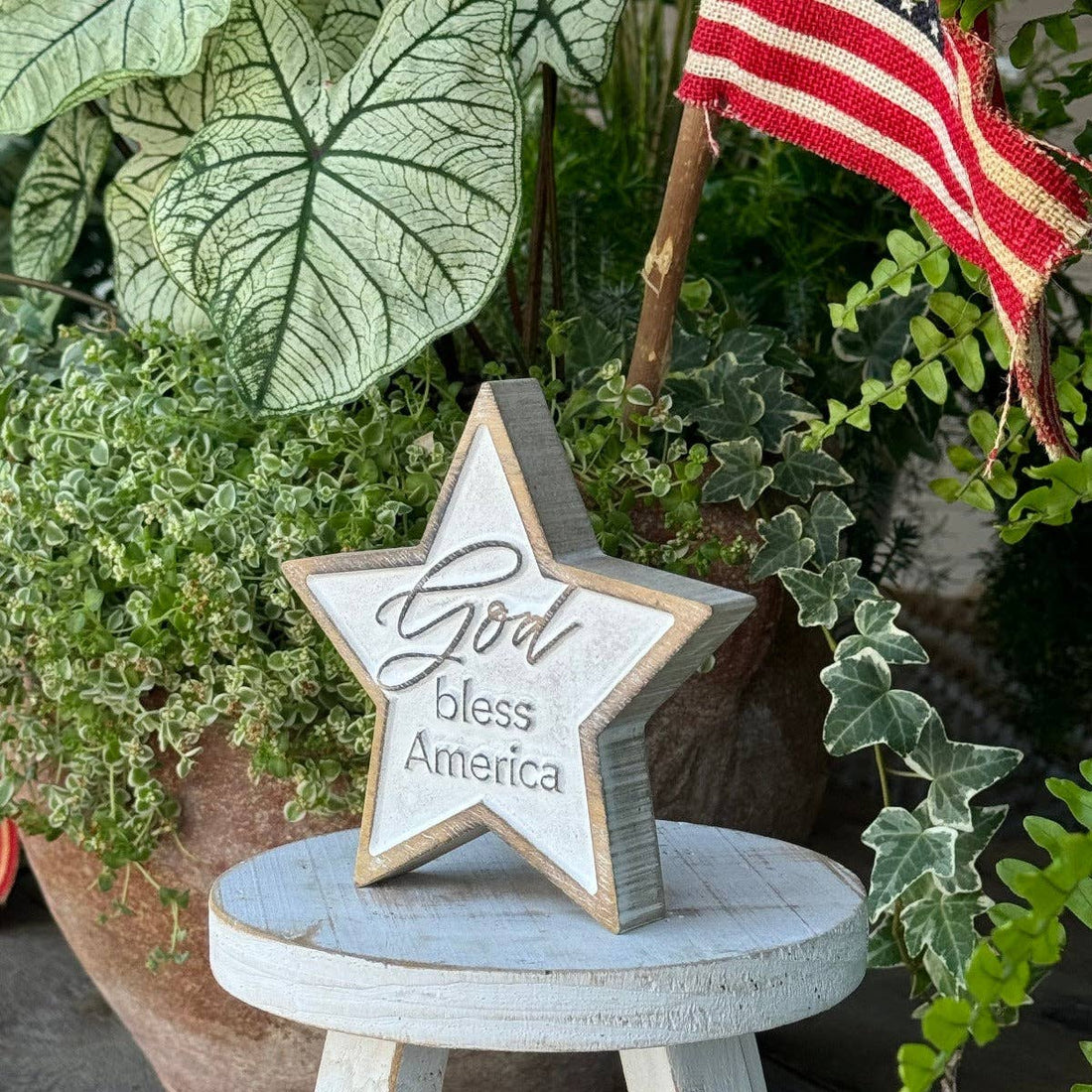 Bless America Carved Star