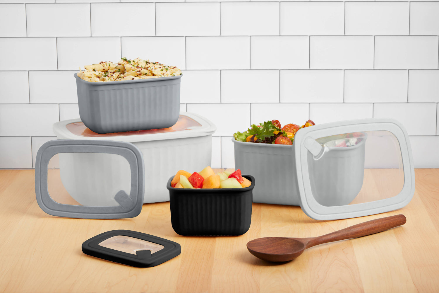 8pc Ribbed Rectangle Storage Bowls