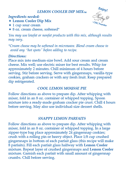 Lemon Cooler Dip Mix