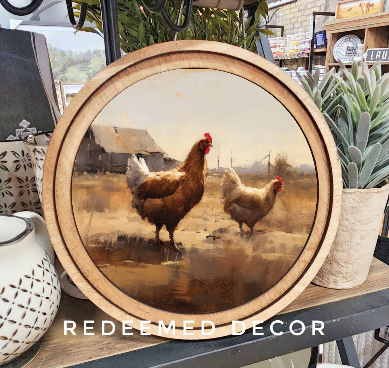 8" Round Chickens Art