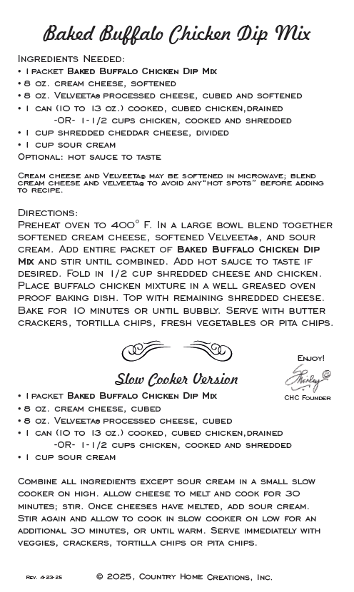 Artisan Kitchen Baked Buffalo Chicken Dip Mix