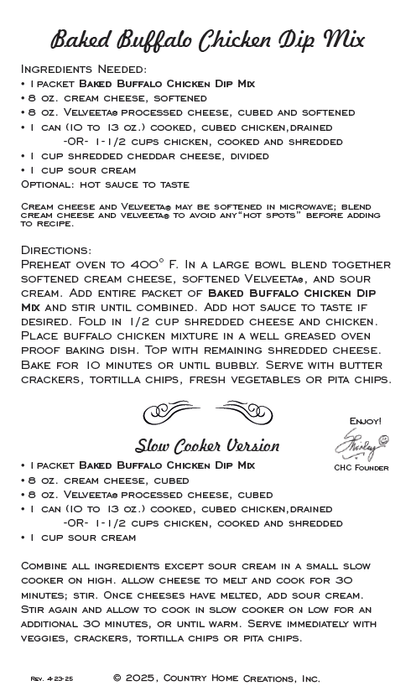 Artisan Kitchen Baked Buffalo Chicken Dip Mix