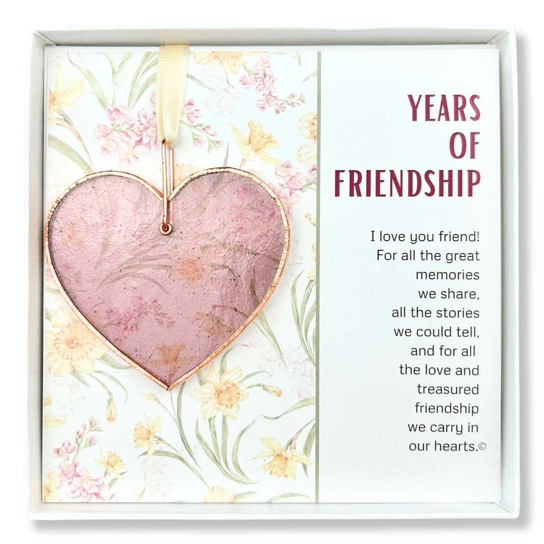 Years of Friendship: Handmade Stained Glass Heart