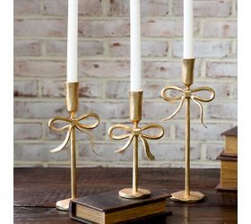Gold Bow Candle Holder