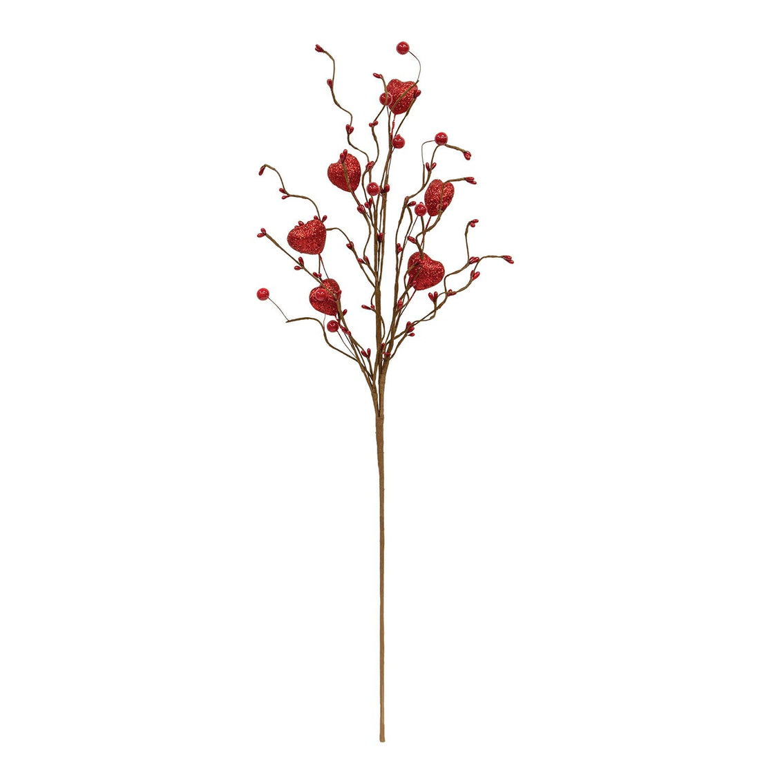 Red Glitter Heart &amp; Berries Spray - 27"