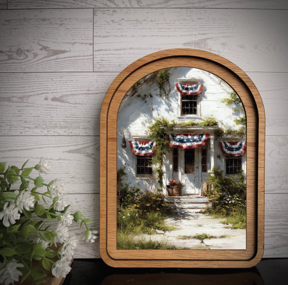Arch Frame Art Rustic Cottage 4th of July