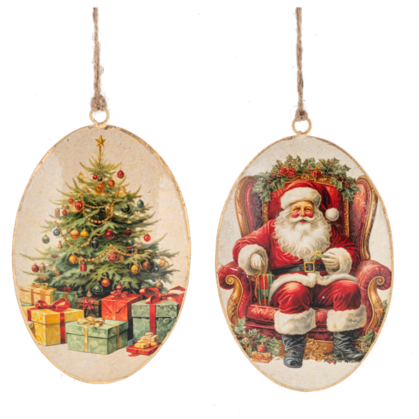 Vintage Santa Disk Ornament
