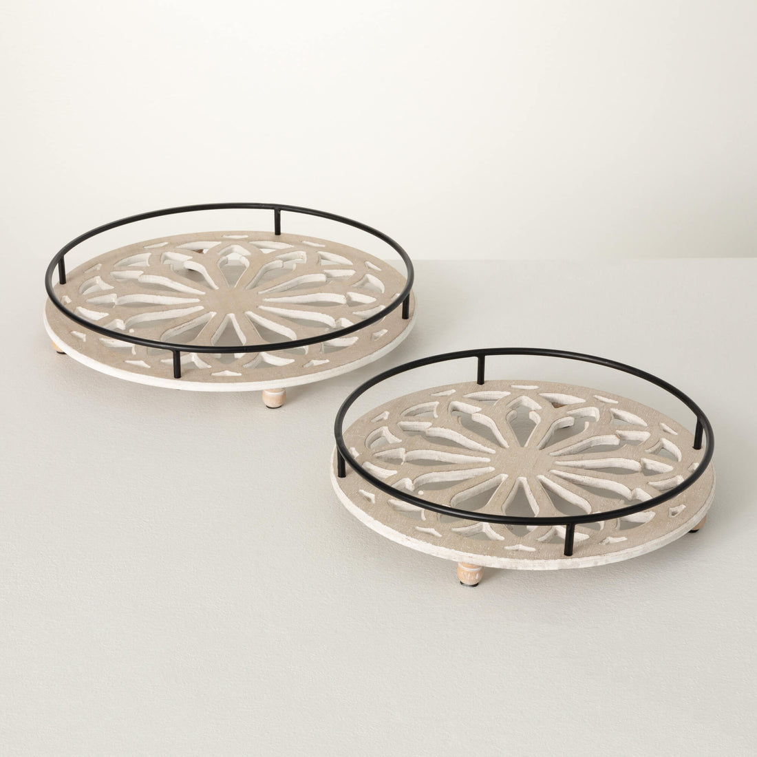 Metal Frame Round Tray