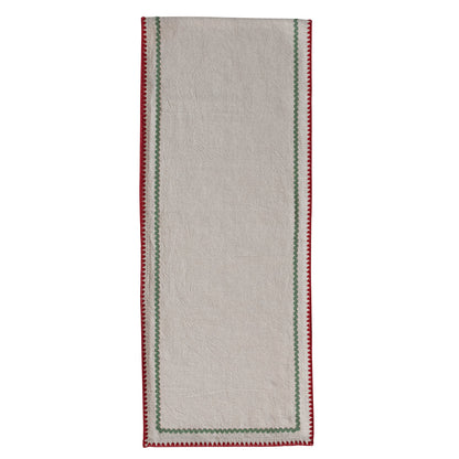 Red &amp; Green Stitched Edge Table Runner