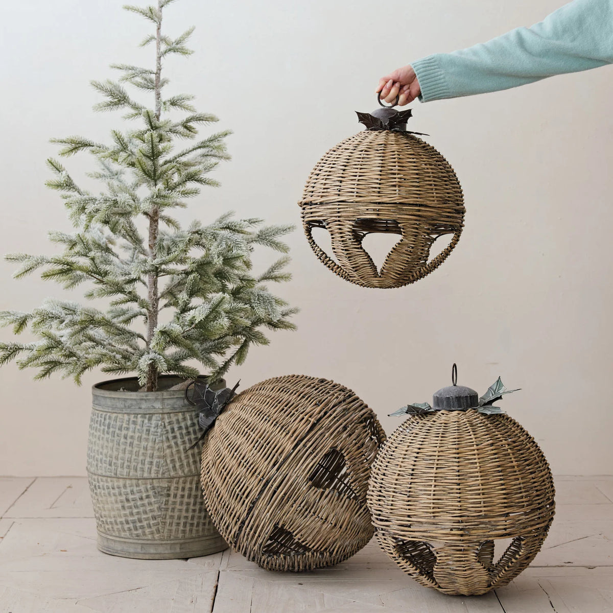Oversized Rattan Bell Ornament