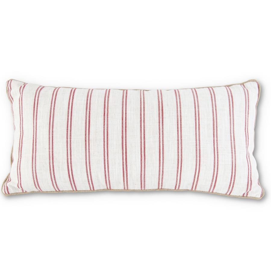 Cream &amp; Red Striped Rectangular Pillow