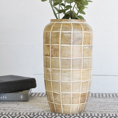 Wood Check Pattern Vase