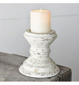 Antiqued White Candle Holder