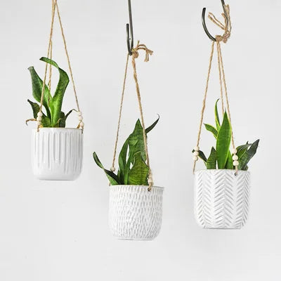 White Hanging Planter