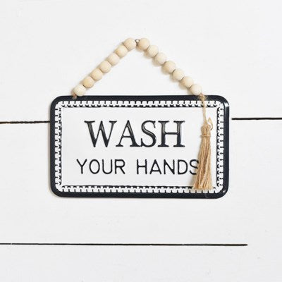 Wash Your Hands Tin Bead Sign