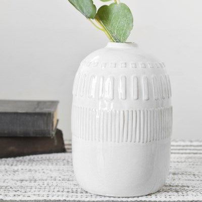 White Boho Vase