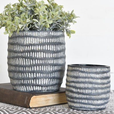 Black Wavy Stripe Planter