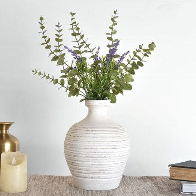10&quot; White Stripe Vase