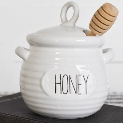 Ceramic Honey Jar with Wood Stick
