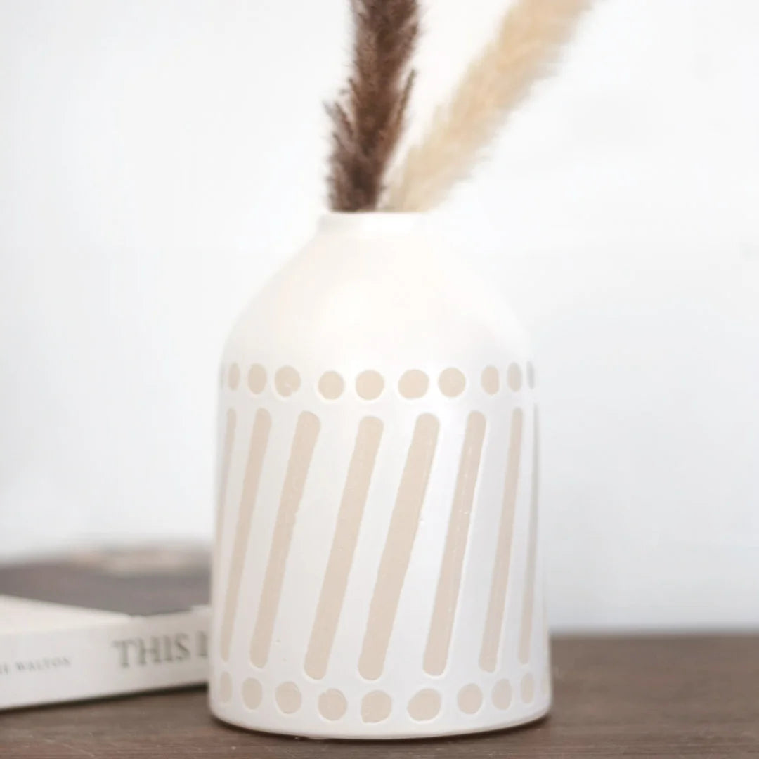 Matte White Stripe Vase