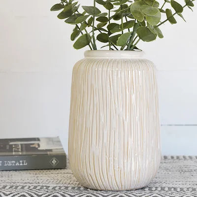 White Stripe Vase - 9&quot;