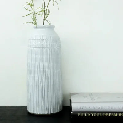 White Stripe Vase - 15.5&quot;
