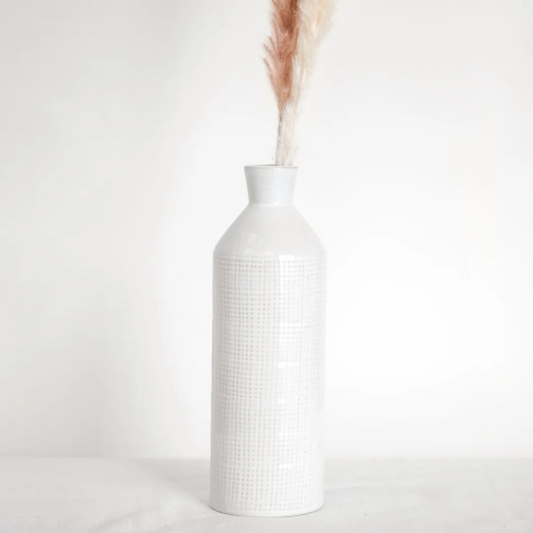 White Pattern Ceramic Vase