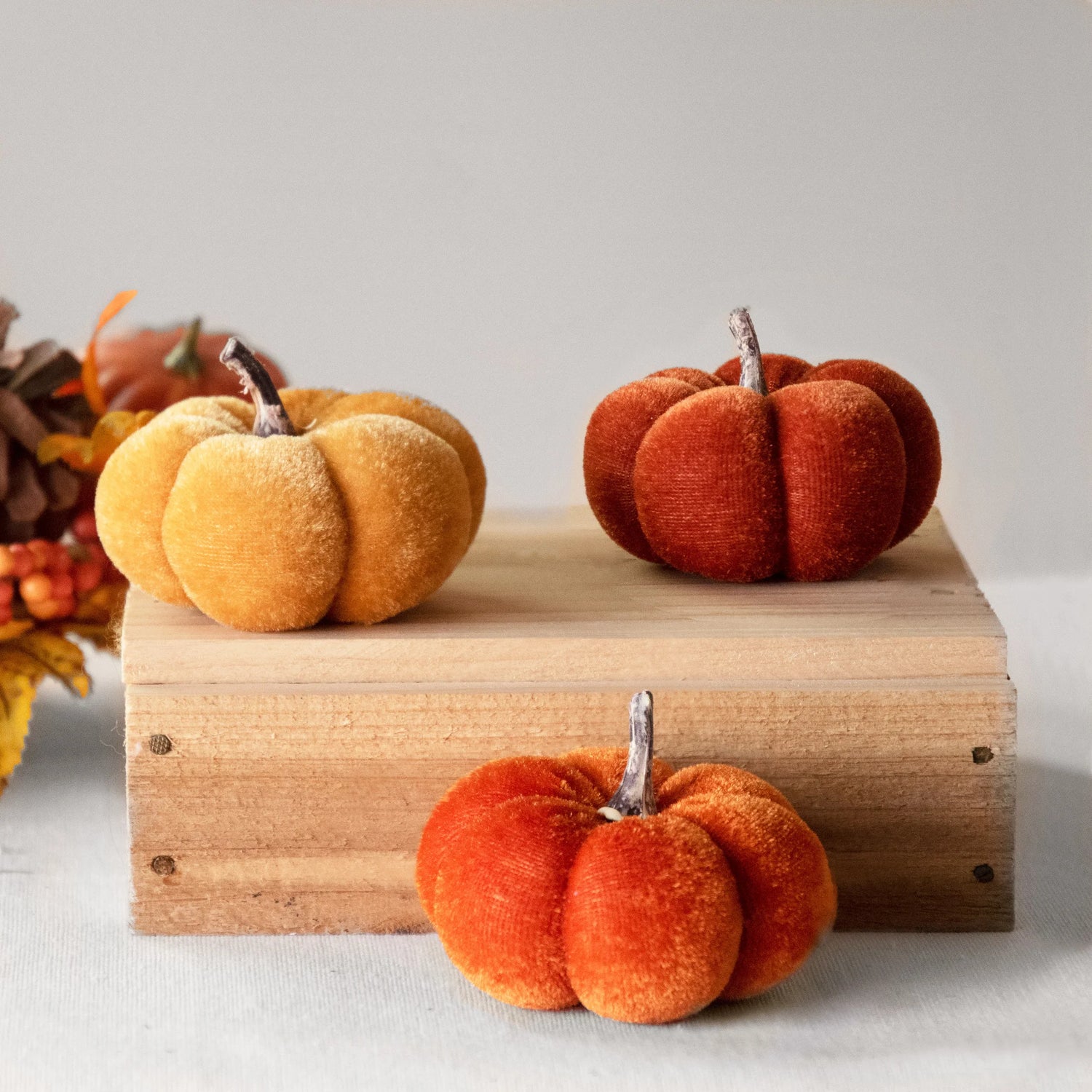 Set of 3 Warm Colored Mini Pumpkins